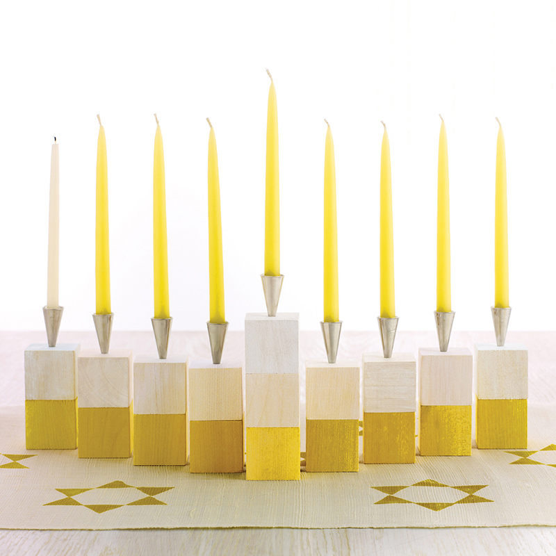 Modern Wooden-Block Menorah