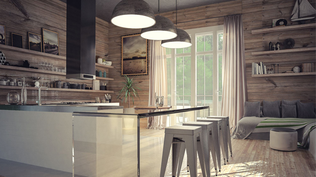 rustic modern kitchen lighting