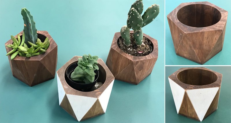 Wooden Hexagon Planter