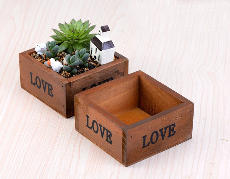 Wood Flowerpot Simulation Succulent Pots