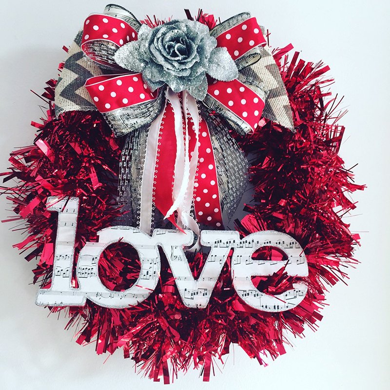 Valentine Wreath With Music Note Paper