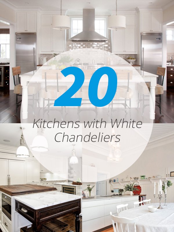 White Chandeliers Kitchen 