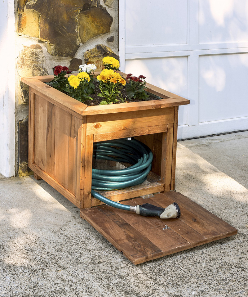 Garden Hose Storage with Planter