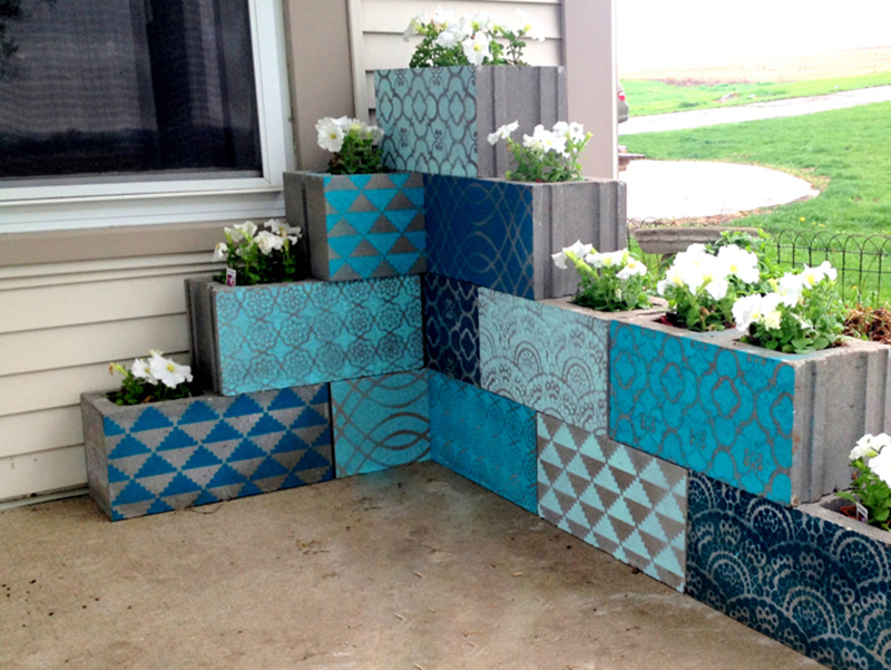 Stenciled Cinder Blocks