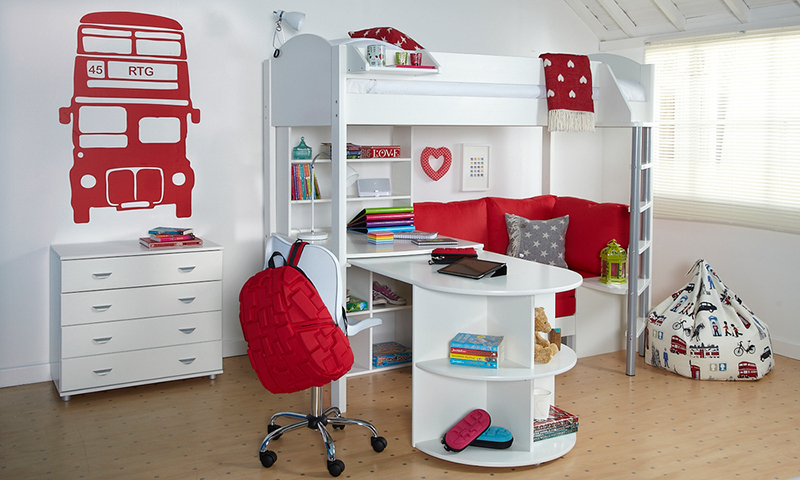 girls white cabin bed