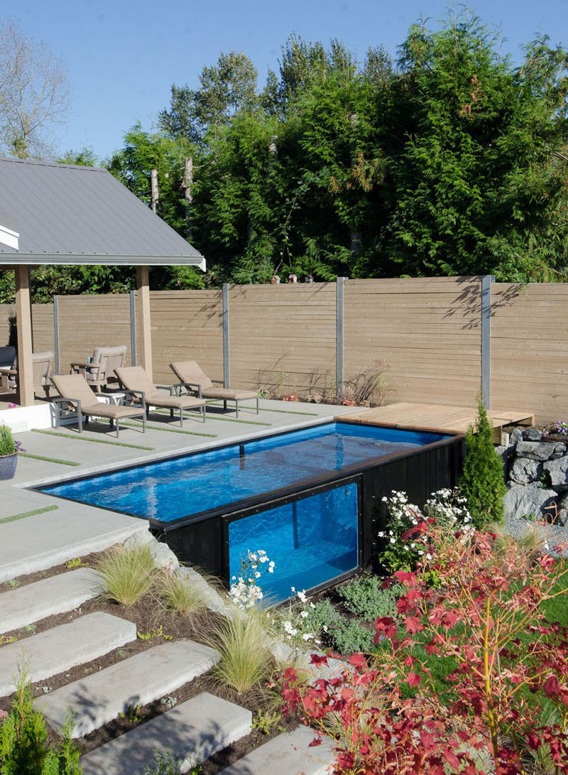 Shipping Container Swimming Pool side