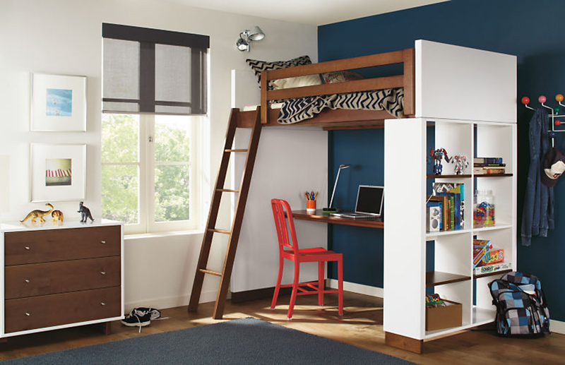 loft bed with desk and couch underneath