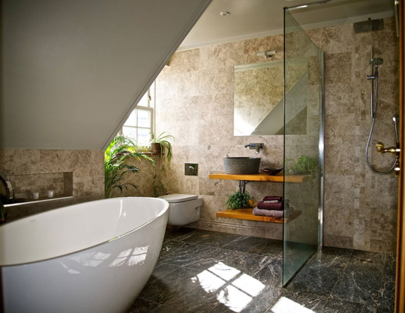 Natural stone wet room