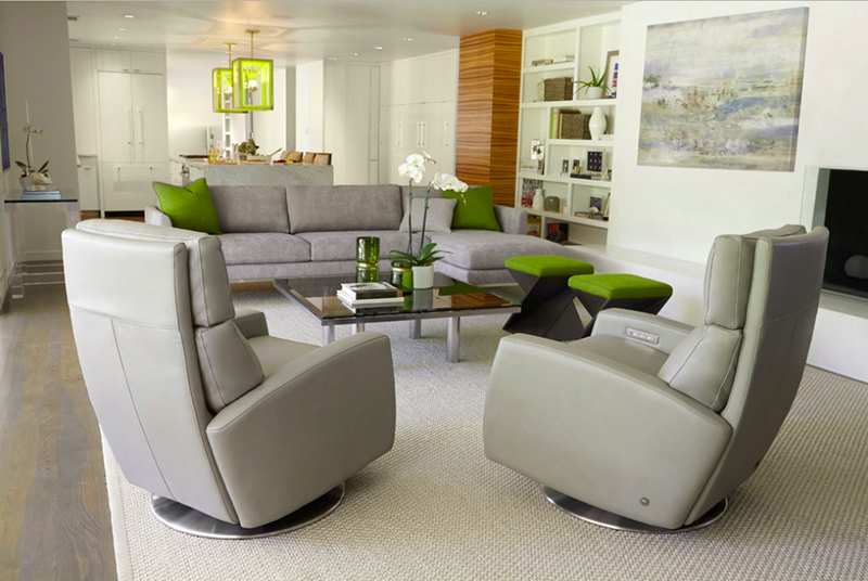 modern living room with recliners