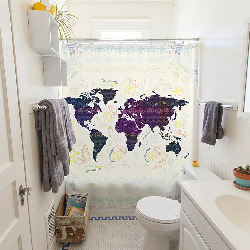 Bohemian Map Shower Curtain