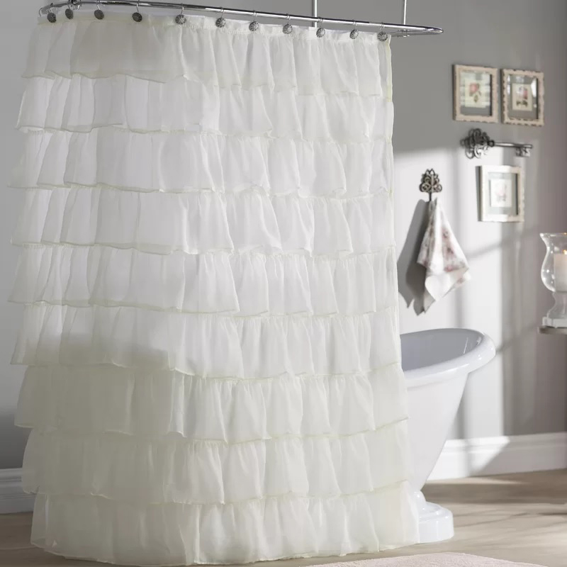 Ankeny Voile Ruffled Tier Shower Curtain