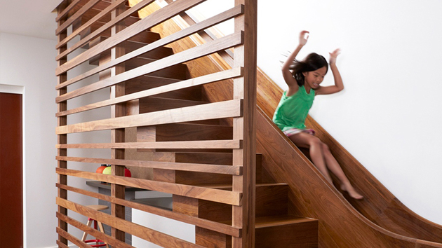 Wooden slide for kids Indoor slide BROWN sides